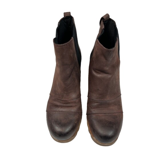 Sorel Women's Lea Wedge Boots Slip-On Waterproof Full Grain Brown Leather 8.5 - Picture 2 of 7